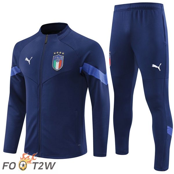 Ensemble Veste Survetement de Foot Italie Bleu Royal 2022/2023