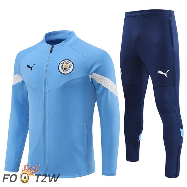 Ensemble Veste Survetement de Foot Manchester City Bleu 2022/2023