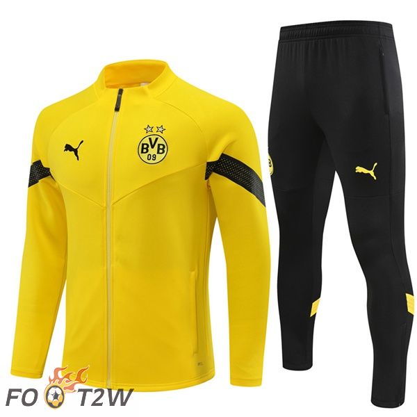 Ensemble Veste Survetement de Foot Dortmund BVB Jaune 2022/2023