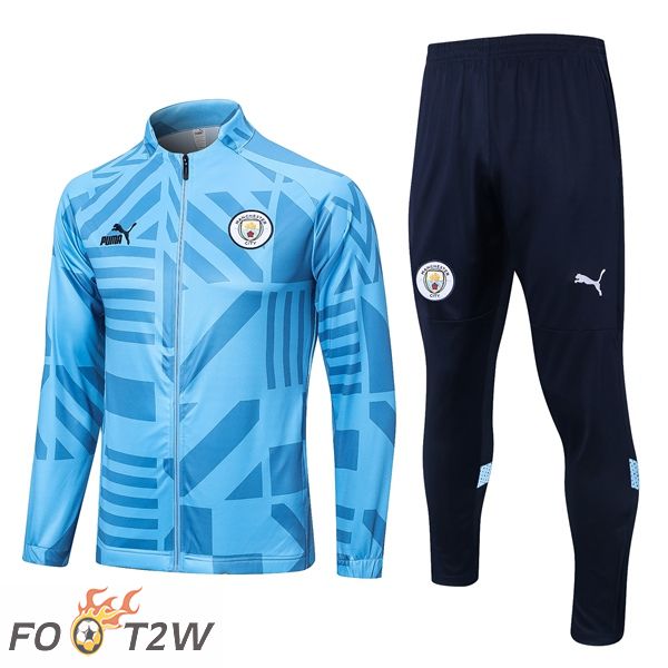 Ensemble Veste Survetement de Foot Manchester City Bleu 2022/2023