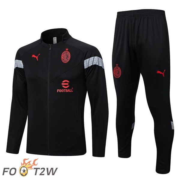 Ensemble Veste Survetement De foot AC Milan Noir 2022/2023