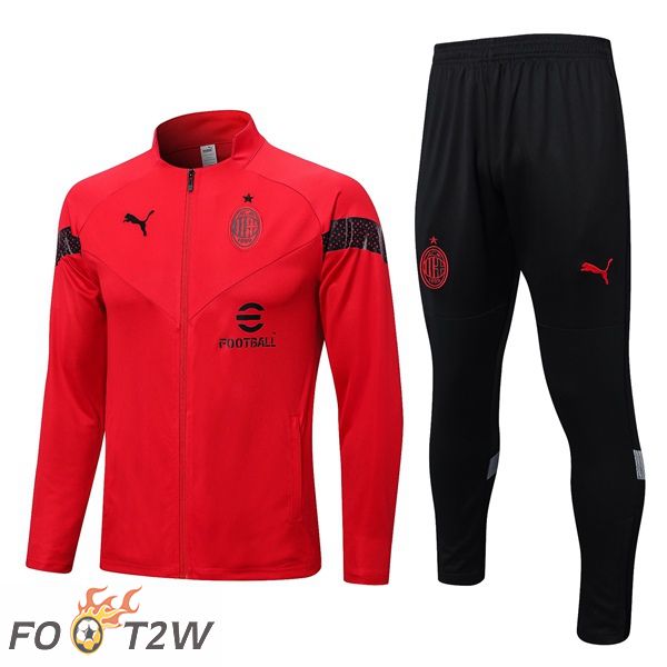 Ensemble Veste Survetement De foot AC Milan Rouge 2022/2023