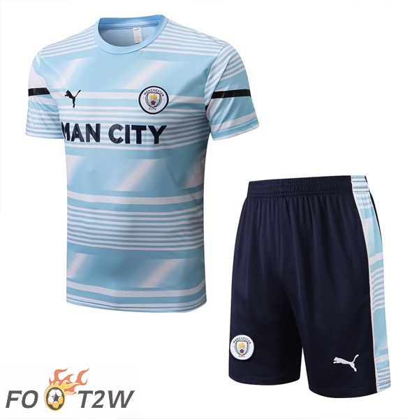 Training T-Shirts Manchester City + Shorts Bleu 22/23