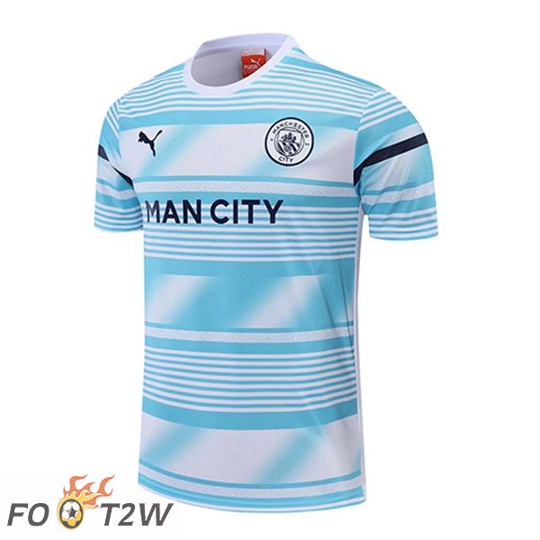 Training T-Shirts Manchester City Blanc Bleu 2022/2023