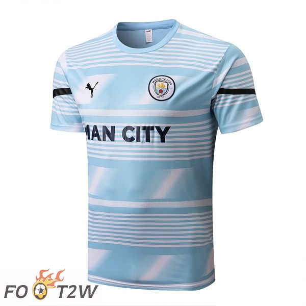 Training T-Shirts Manchester City Bleu Blanc 2022/2023