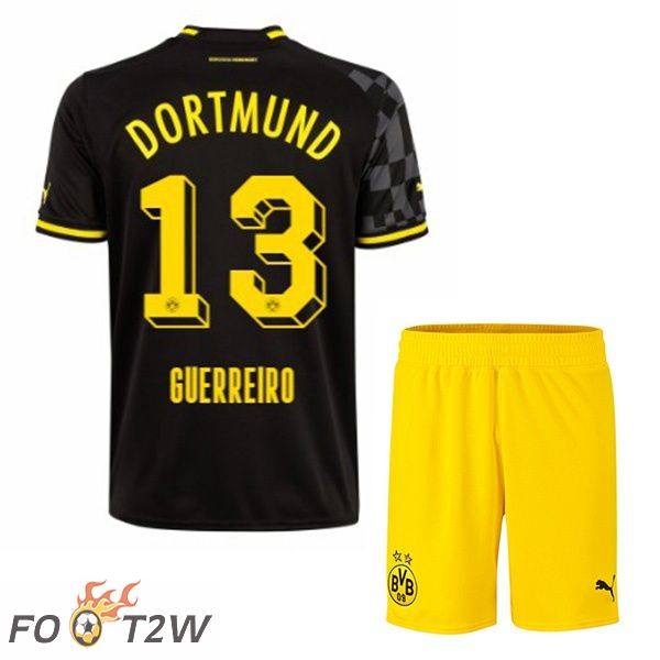 Maillot de Foot Dortmund BVB (Guerreiro 13) Enfant Exterieur Noir 2022/2023