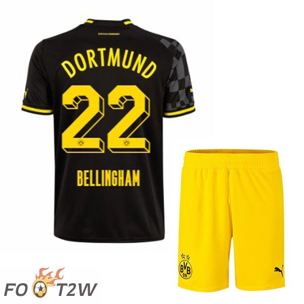 Maillot de Foot Dortmund BVB (Bellingham 22) Enfant Exterieur Noir 2022/2023