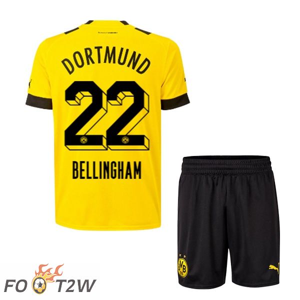 Maillot de Foot Dortmund BVB (Bellingham 22) Enfant Domicile Jaune 2022/2023