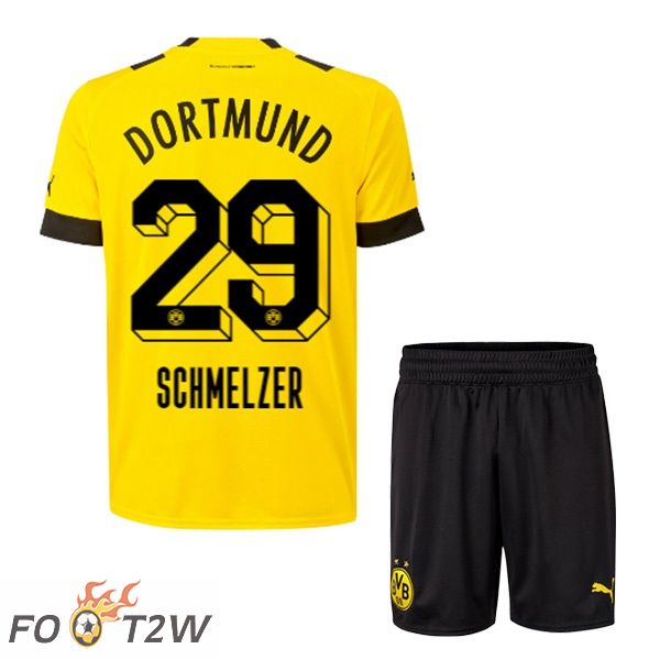 Maillot de Foot Dortmund BVB (Schmelzer 29) Enfant Domicile Jaune 2022/2023