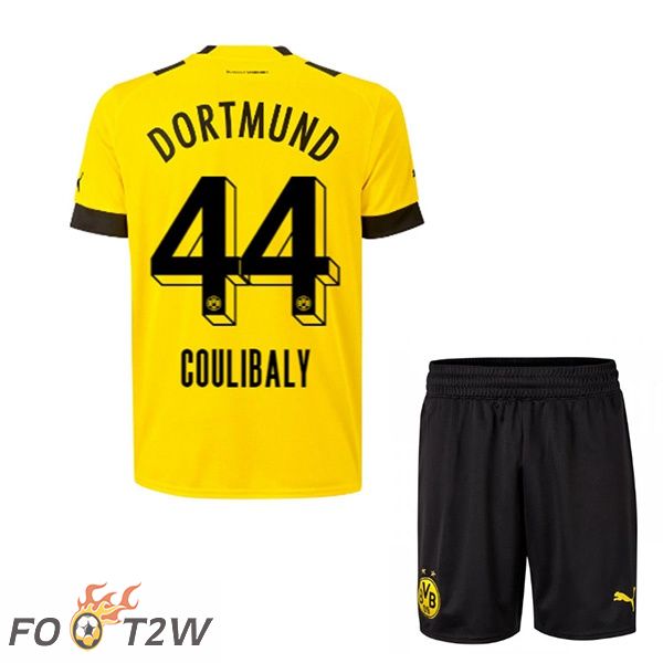 Maillot de Foot Dortmund BVB (Coulibaly 44) Enfant Domicile Jaune Jaune 2022/2023