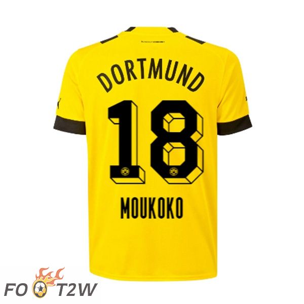 Maillot de Foot Dortmund BVB (Moukoko 18) Domicile Jaune 2022/2023