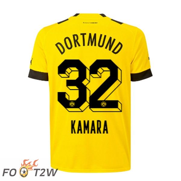 Maillot de Foot Dortmund BVB (Kamara 32) Domicile Jaune 2022/2023