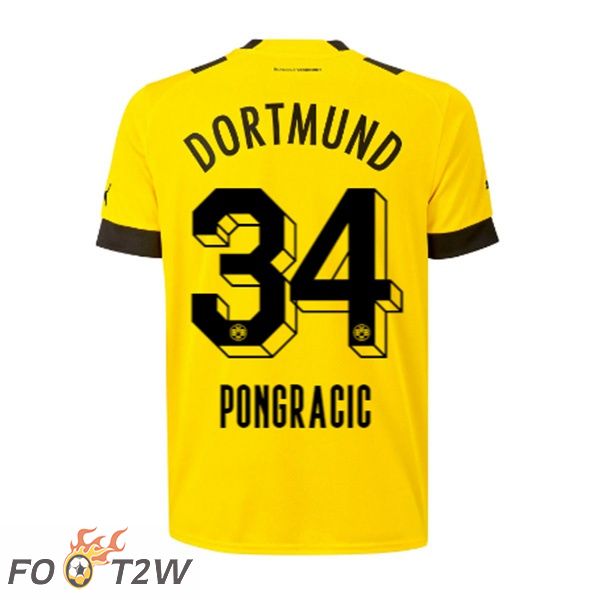 Maillot de Foot Dortmund BVB (Pongracic 34) Domicile Jaune 2022/2023