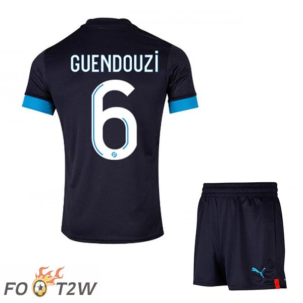 Maillot de Foot Marseille OM (GUENDOUZI 6) Enfant Exterieur Noir 2022/2023