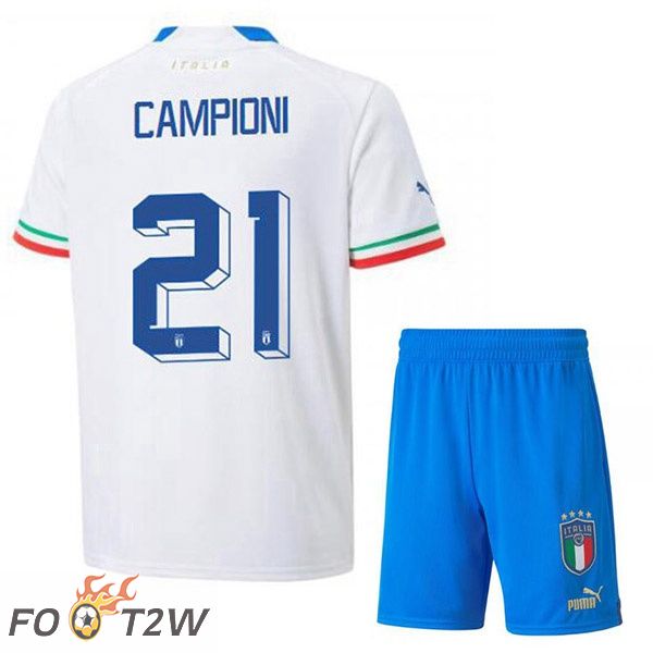 Maillots Equipe De Italie (Campioni 21) Enfant Exterieur Blanc 2022/2023