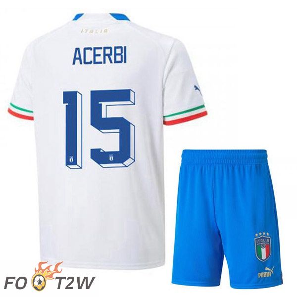 Maillots Equipe De Italie (Acerbi 15) Enfant Exterieur Blanc 2022/2023