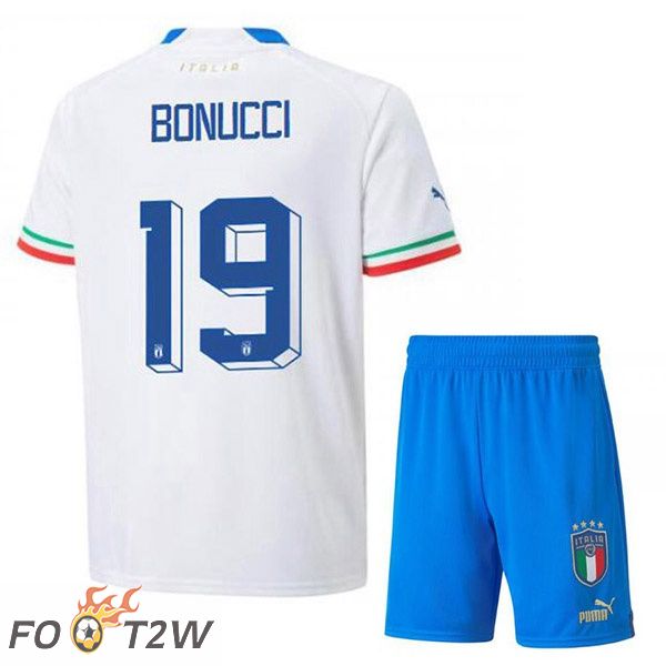 Maillots Equipe De Italie (Bonucci 19) Enfant Exterieur Blanc 2022/2023