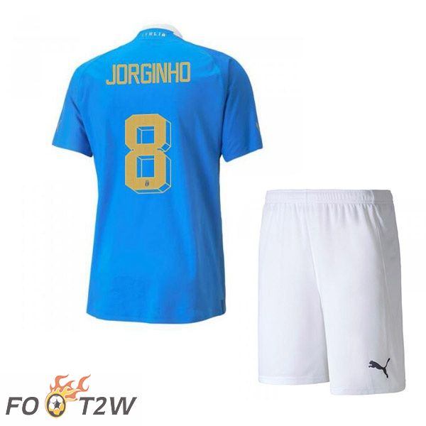 Maillot Foot Equipe de Italie（Jorginho 8）Enfant Domicile Bleu 2022/2023