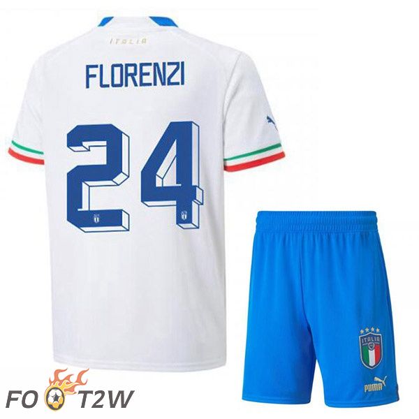 Maillots Equipe De Italie (Florenzi 24) Enfant Exterieur Blanc 2022/2023