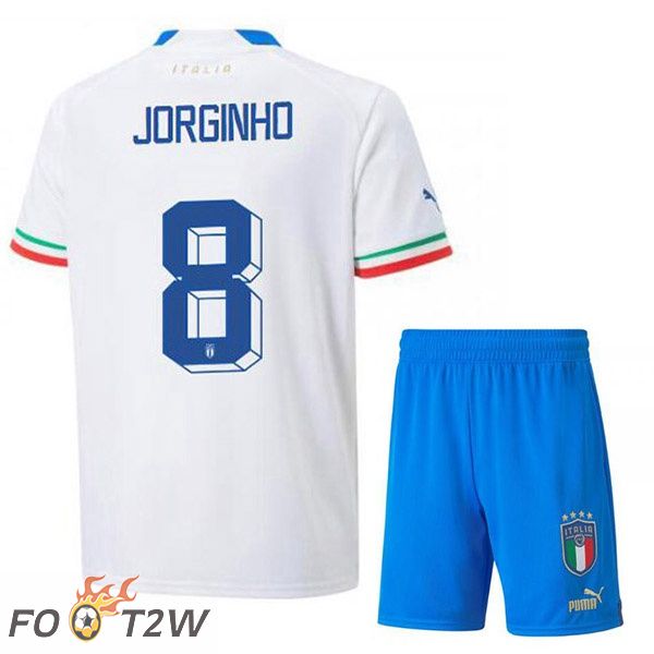 Maillots Equipe De Italie (Jorginho 8) Enfant Exterieur Blanc 2022/2023