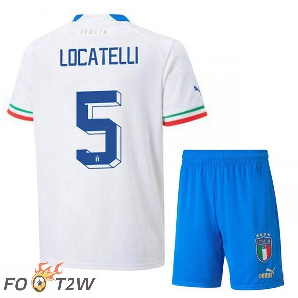 Maillots Equipe De Italie (Locatelli 5) Enfant Exterieur Blanc 2022/2023