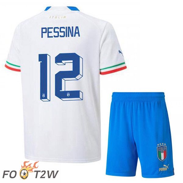 Maillots Equipe De Italie (Pessina 12) Enfant Exterieur Blanc 2022/2023