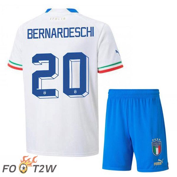 Maillots Equipe De Italie (Bernardeschi 20) Enfant Exterieur Blanc 2022/2023