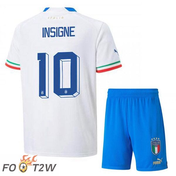 Maillots Equipe De Italie (Insigne 10) Enfant Exterieur Blanc 2022/2023