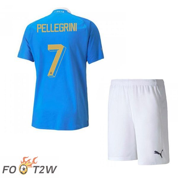 Maillot Foot Equipe de Italie（Pellegrini 7）Enfant Domicile Bleu 2022/2023