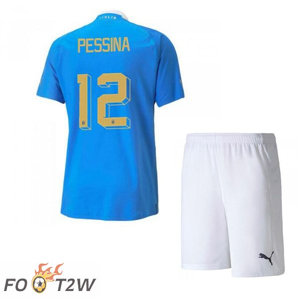 Maillot Foot Equipe de Italie（Pessina 12）Enfant Domicile Bleu 2022/2023