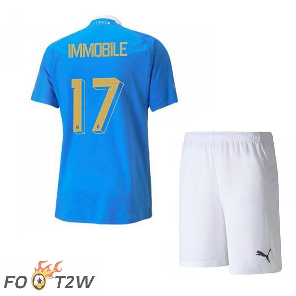 Maillot Foot Equipe de Italie（Immobile 17）Enfant Domicile Bleu 2022/2023