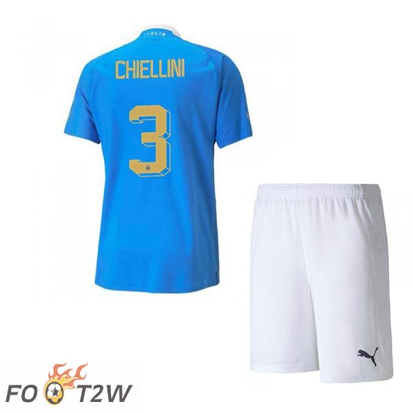 Maillot Foot Equipe de Italie（Chiellini 3）Enfant Domicile Bleu 2022/2023