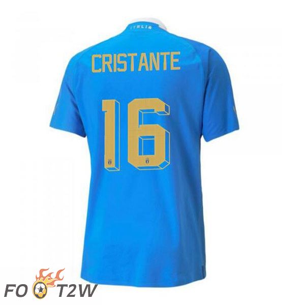 Maillot Foot Equipe de Italie（Cristante 16）Domicile Bleu 2022/2023