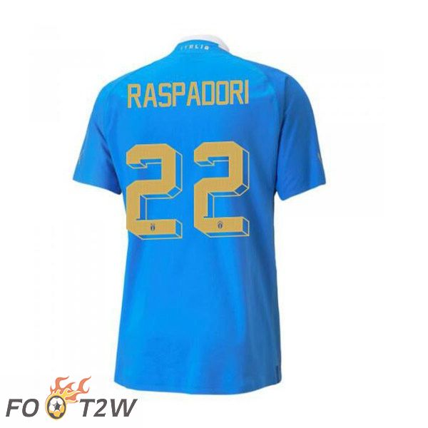 Maillot Foot Equipe de Italie（Raspadori 22）Domicile Bleu 2022/2023