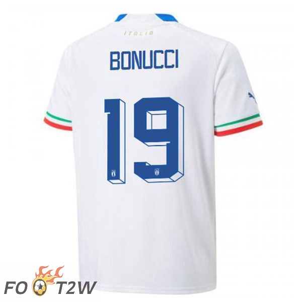 Maillot Equipe de Italie (Bonucci 19) Exterieur Blanc 2022/2023