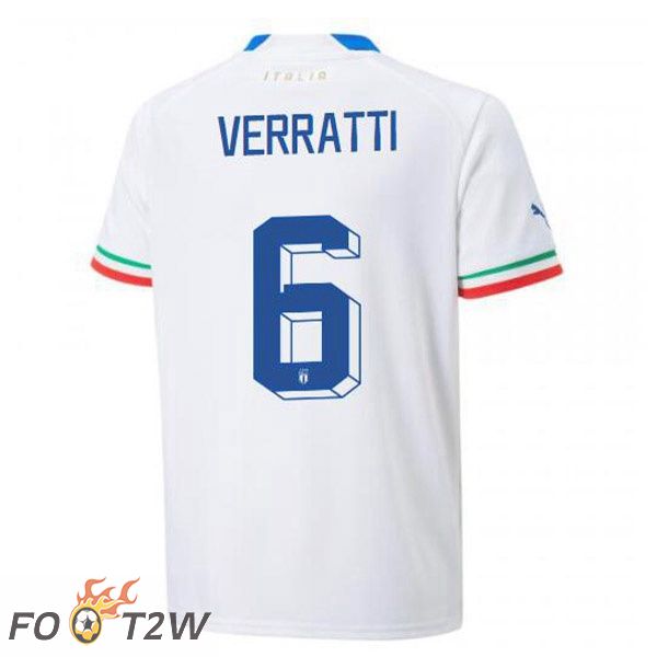 Maillot Equipe de Italie (Verratti 6) Exterieur Blanc 2022/2023