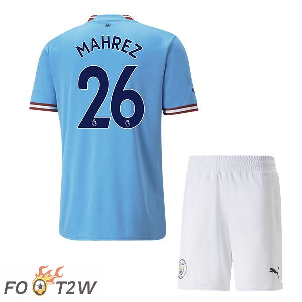 Maillot de Foot Manchester City (Riyad Mahrez 26) Enfant Domicile Bleu 2022/2023