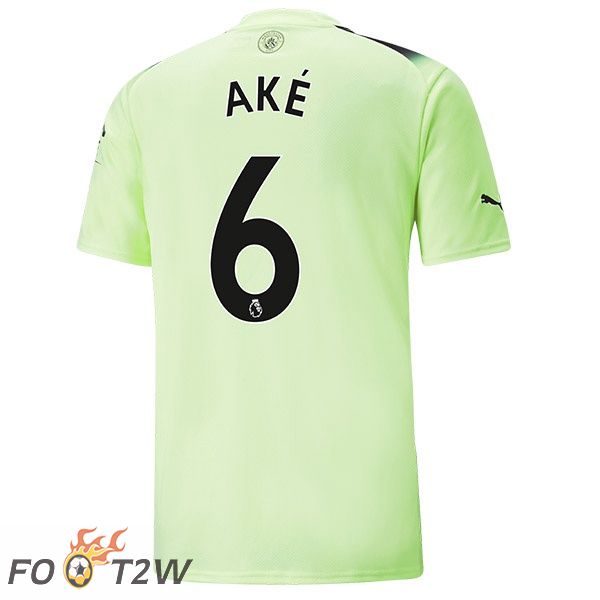 Maillot Foot Manchester City (Nathan Ake 6) Third Vert Noir 2022/2023