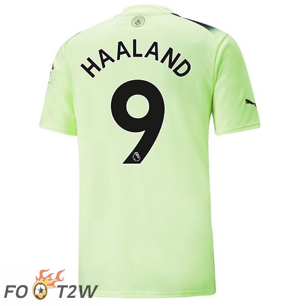 Maillot Foot Manchester City (Erling Haaland 9) Third Vert Noir 2022/2023