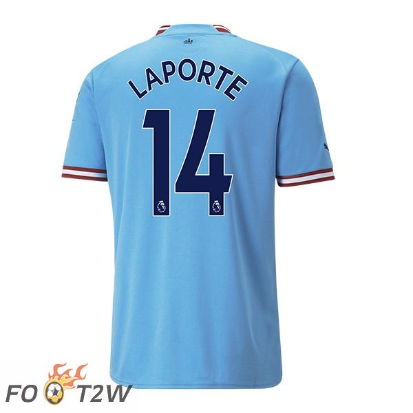 Maillot de Foot Manchester City (Aymeric Laporte 14) Domicile Bleu 2022/2023