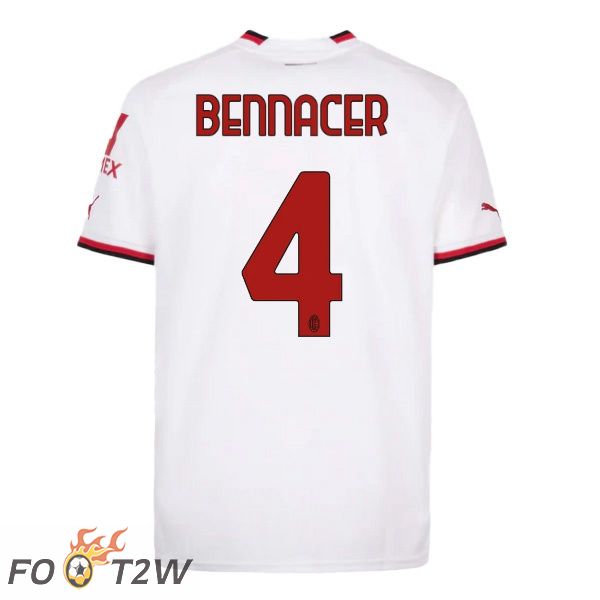 Maillot de Foot AC Milan (BENNACER 4) Exterieur Blanc 2022/2023