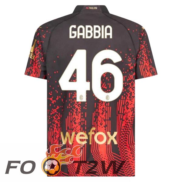 Maillot De Foot AC Milan (GABBIA 46) Quatrieme Rouge Noir 2022/2023