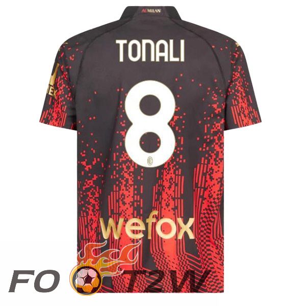 Maillot De Foot AC Milan (TONALI 8) Quatrieme Rouge Noir 2022/2023