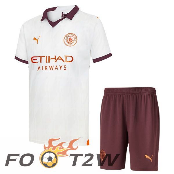 Maillot De Foot Manchester City Enfant Exterieur Blanc 2023/2024