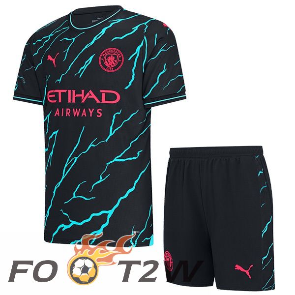 Maillot De Foot Manchester City Enfant Third Bleu Noir 2023/2024