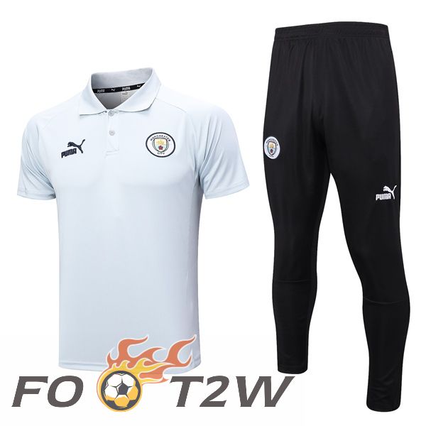 Ensemble Polo Manchester City + Pantalon Blanc 2023/2024