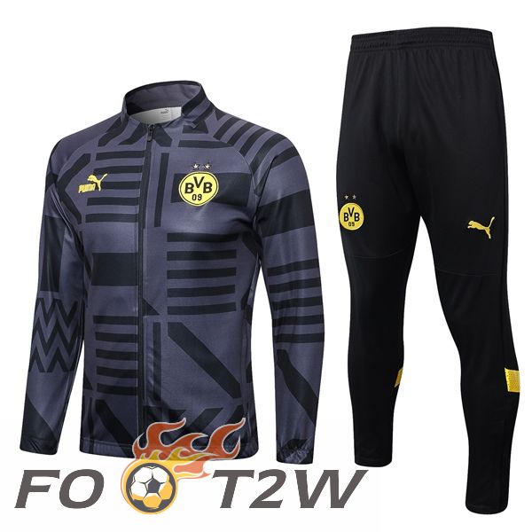 Ensemble Veste Survetement De Foot Dortmund BVB Gris 2023/2024