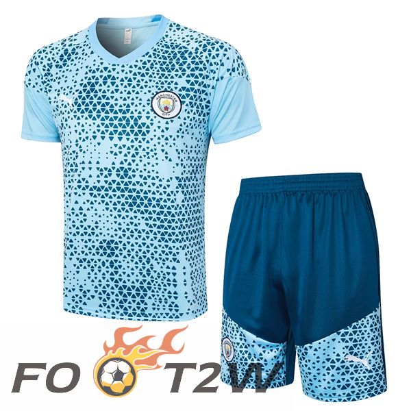 Ensemble Training T-Shirts Manchester City + Shorts Bleu 2023/2024