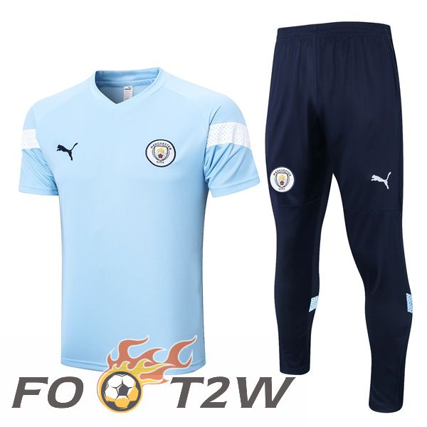 Training T-Shirts Manchester City + Pantalon Bleu 2023/2024