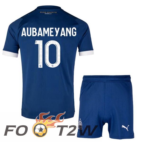 Maillot De Foot Marseille OM (AUBAMEYANG 10) Enfant Exterieur Bleu 2023/2024